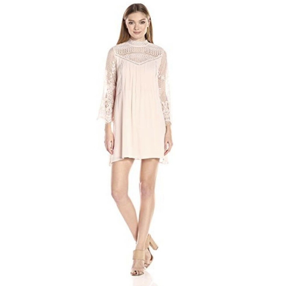 En Creme Women Size L Sheer Flora Lined Babydoll Dress Boho Feminine Cottage